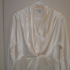 Women's Vintage Eva Laurel New York Ivory Blouse Peplum Waist Size 8